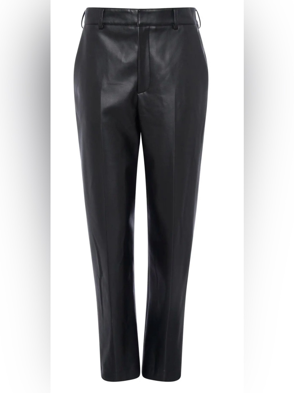 French Connection Black Faux Leather Women’s Cropped Trouser Pants Size 12 NWOT